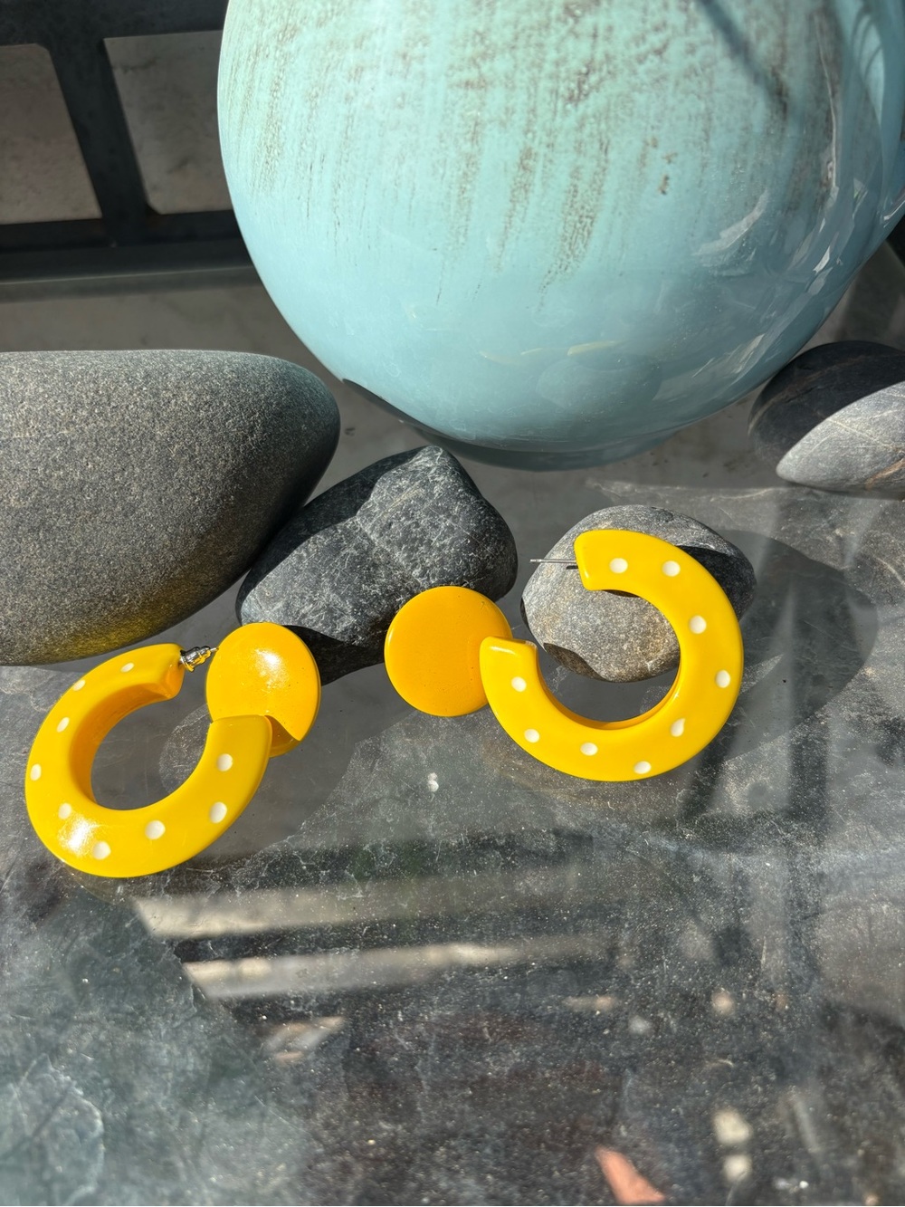 Two Vintage Yellow 80s Earrings
